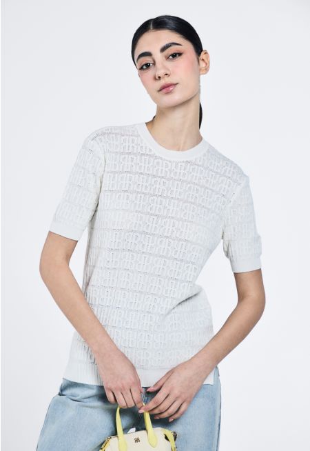 Embossed Monogram Knitted Top