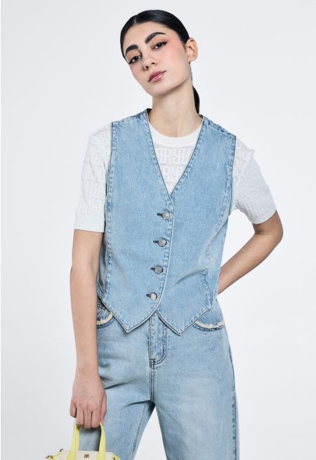 V-Neck Denim Vest