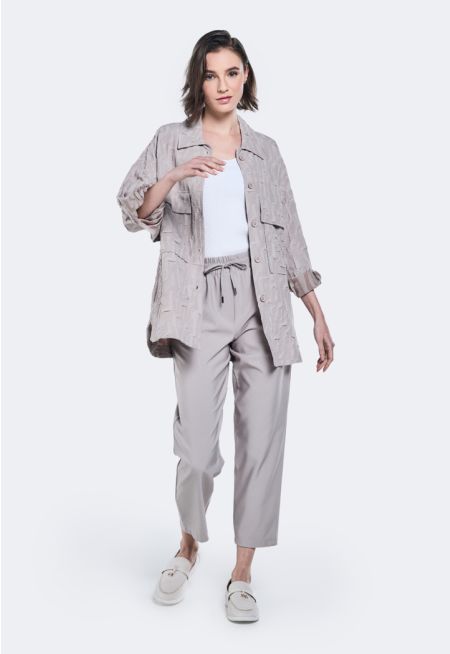 Solid Textured Trousers