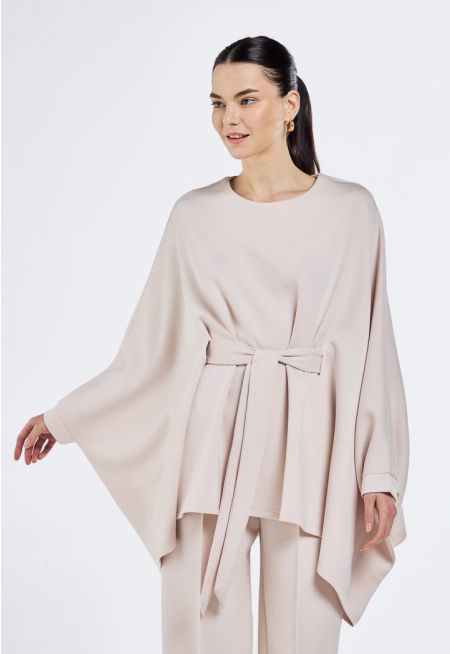 Solid Belted Poncho
