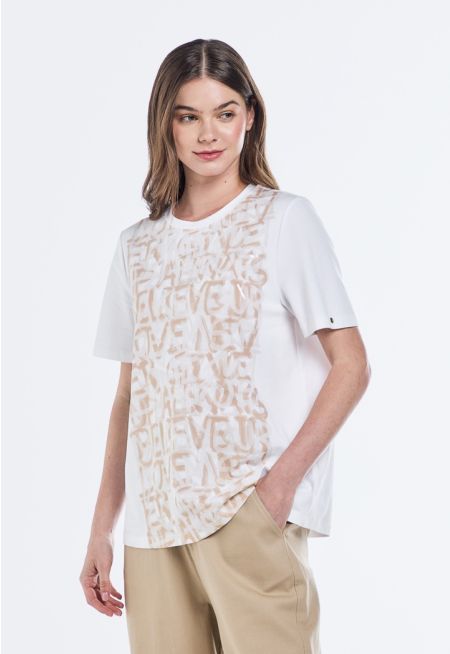 Printed Sequin Embellished T-Shirt