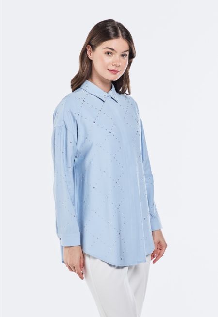 Solid Strass Embellished Shirt