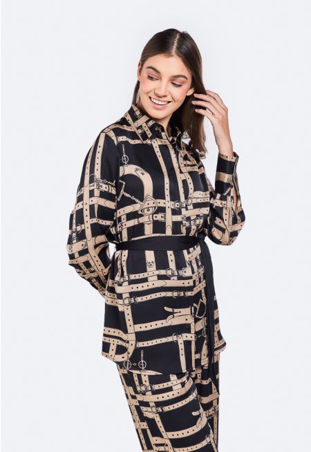 Regular Fit Belt Print Shirt