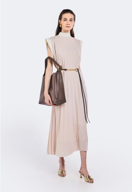Sleeveless Pleated Dress