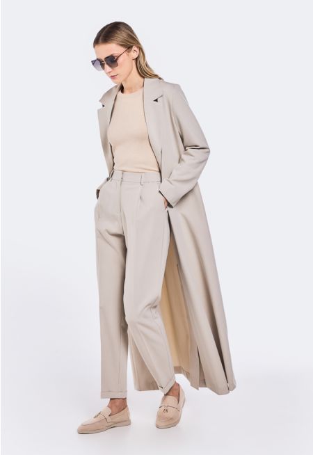Solid Folded Hem Trousers