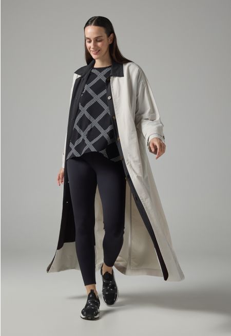 Contrast Long Sleeve Belted Abaya