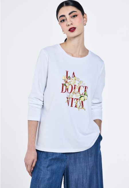 Printed Motif Long Sleeve T-Shirt