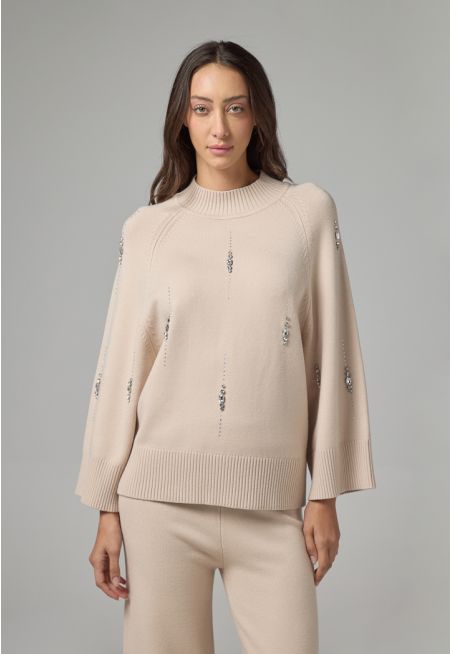 Crystal Embellished Knitted Sweater