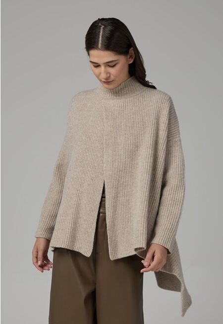 Solid Knitted Ribbed Blouse 
