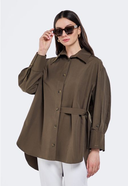 Shirt With Adjustable Belt