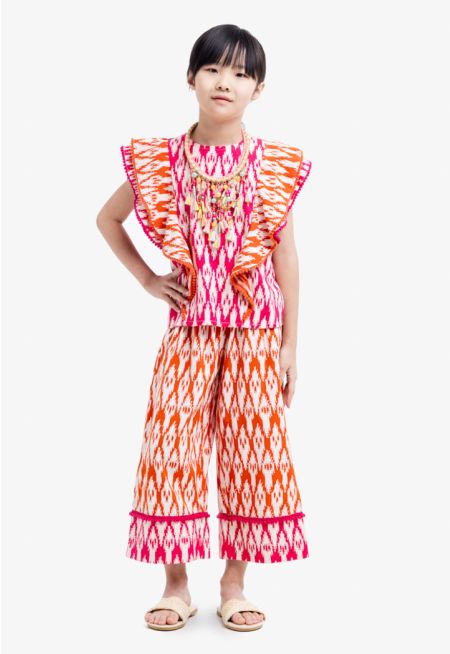 Colourful Ruffle Blouse & Pant Set