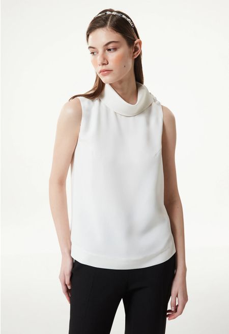 Machka- High Collar Silk Blouse 