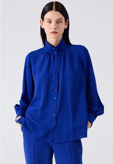 Machka - High Collar Silk Shirt
