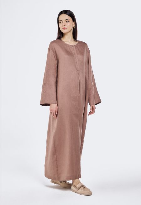 Solid Linen Maxi Dress