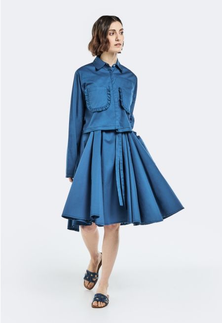 Midi Belted Dress With Short Jacket (2PCS)