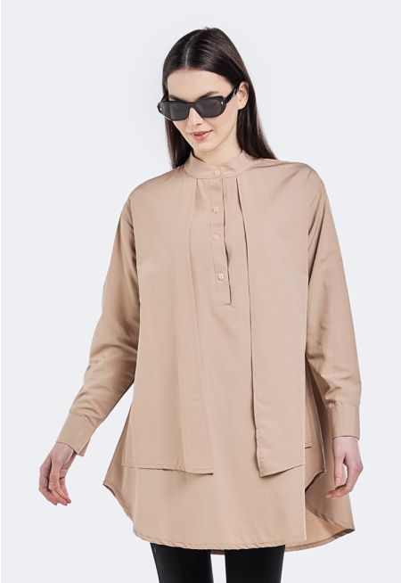Double Layer Half Button Shirt