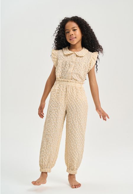 Checkered Ruffled Pajama Set (2 PCS)