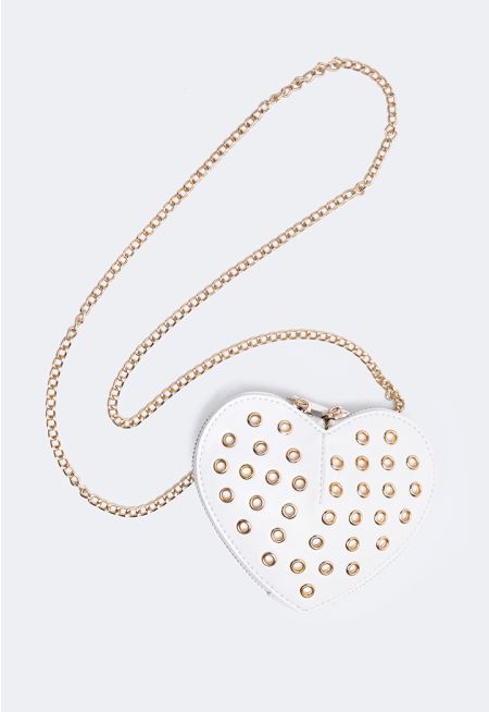 Studded Heart Crossbody Bag