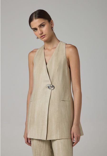 Solid Front Pocket Gilet