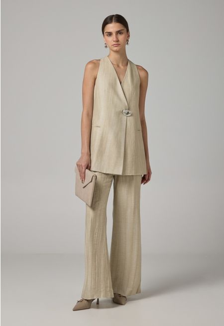 Solid Crinkled Trousers 