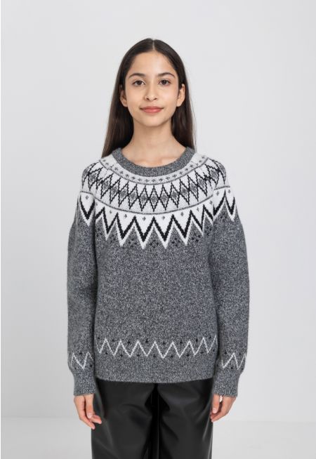 Knitted Pattern Sweater 