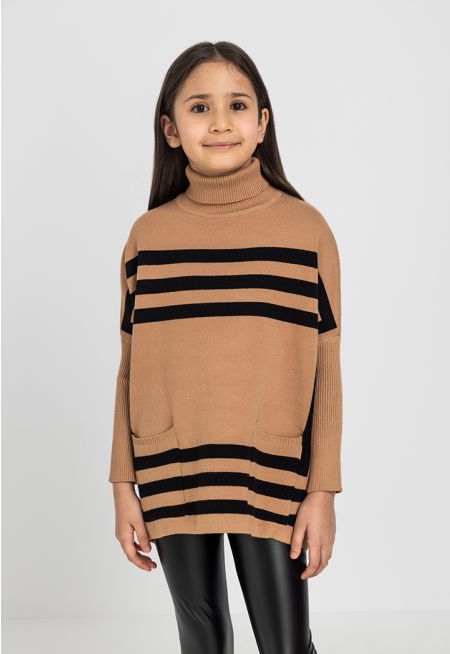 Knitted Rectangular Patterned Poncho