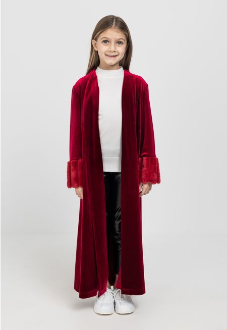 Faux Fur Embellished Velvet Abaya