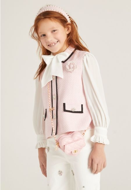 Contrast Tweed Vest