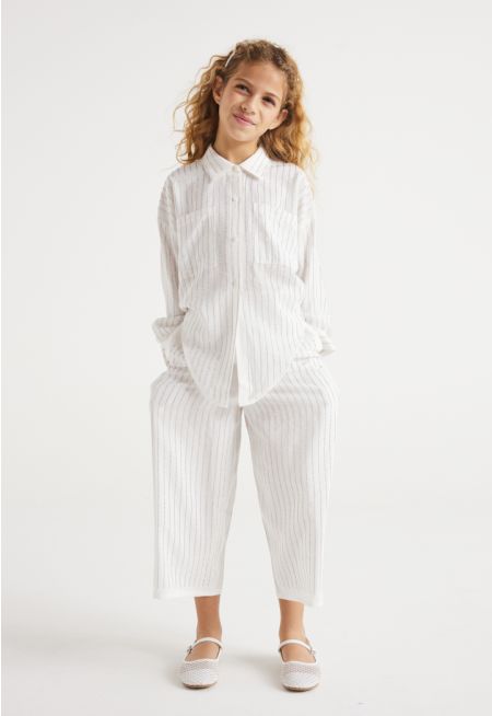 Crystal Striped Shirt and Trousers Set (2 PCS)