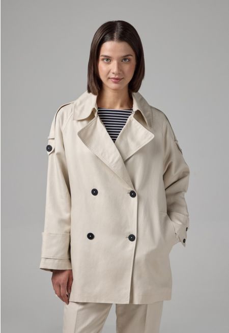 Solid Long Sleeve Trench Coat
