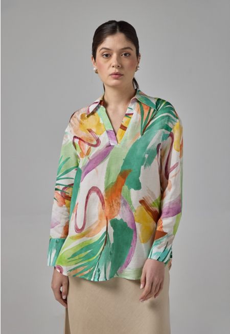 High-Low Printed Shirt