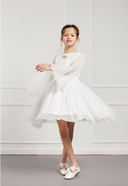 Gathered Waist Long Sleeved Dress