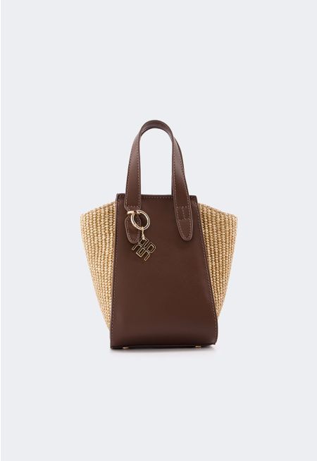 Faux Straw Bucket Bag
