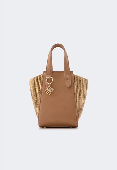 Faux Straw Bucket Bag