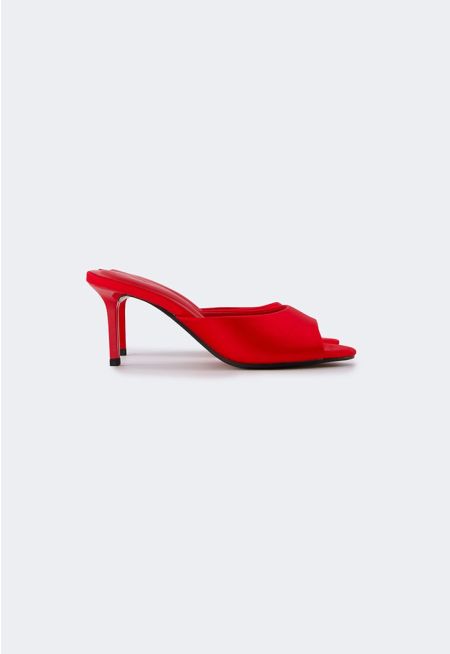 Heeled Satin Mules