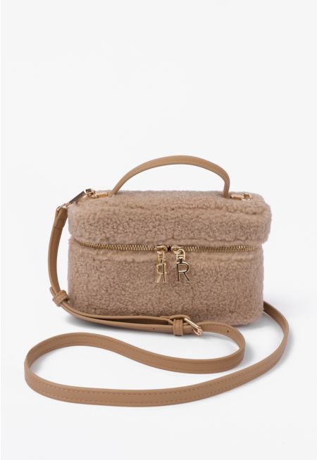 Shearling Top Handle Shoulder Bag