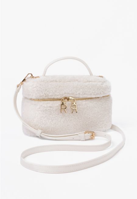 Shearling Top Handle Shoulder Bag