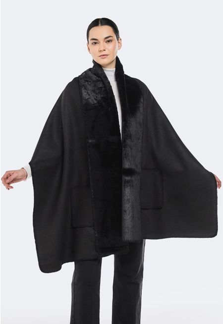 Suede Winter Poncho