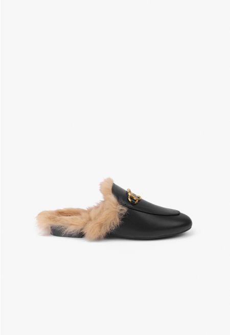 Faux Fur Sole Mules