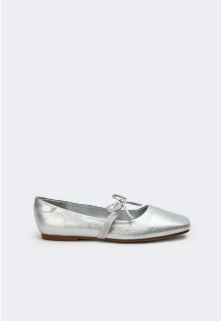 Square Toe Metallic Ballerina
