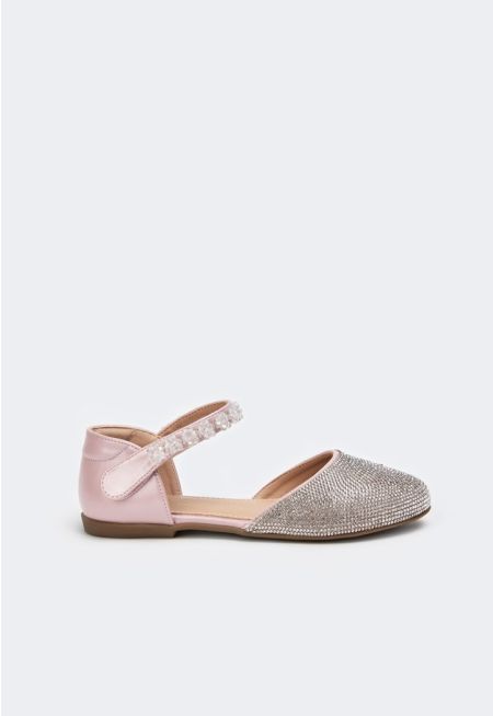 Crystal & Faux Pearls Embellished Shoes