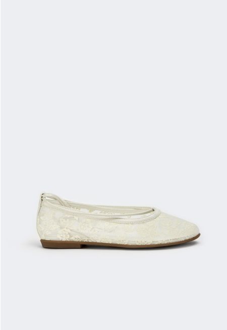  Floral Mesh Flat Ballerina