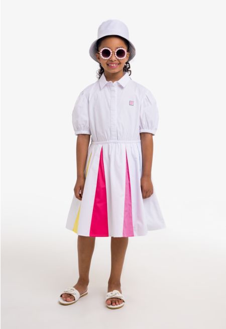 Vibrant Skirt Shirt Dress