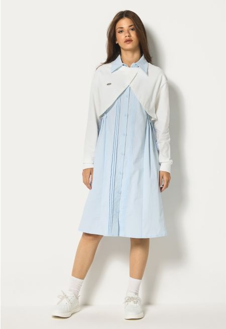Attached Vest Button Dress