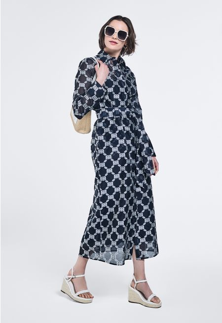 Monogram Jacquard Shirt Dress (2 PCS)