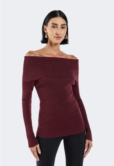 Off-Shoulder Knitted Top