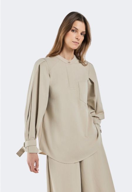 Solid Belted Blouse