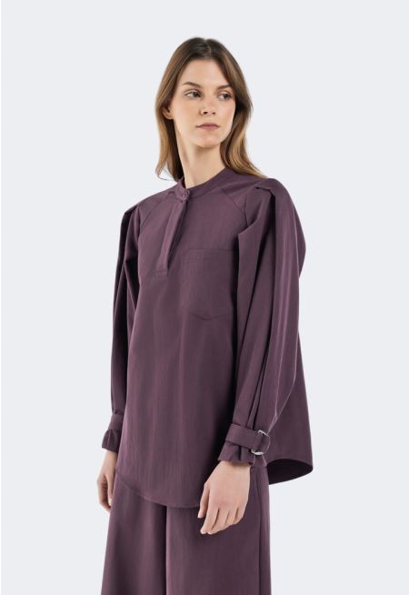 Solid Belted Blouse