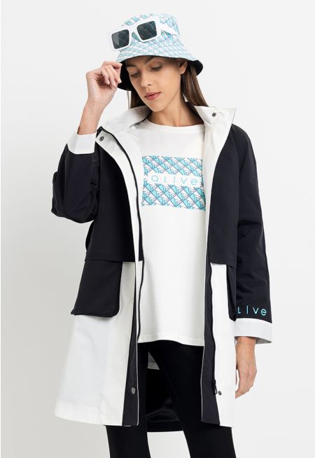 Back Print Contrast Full Zip Jacket