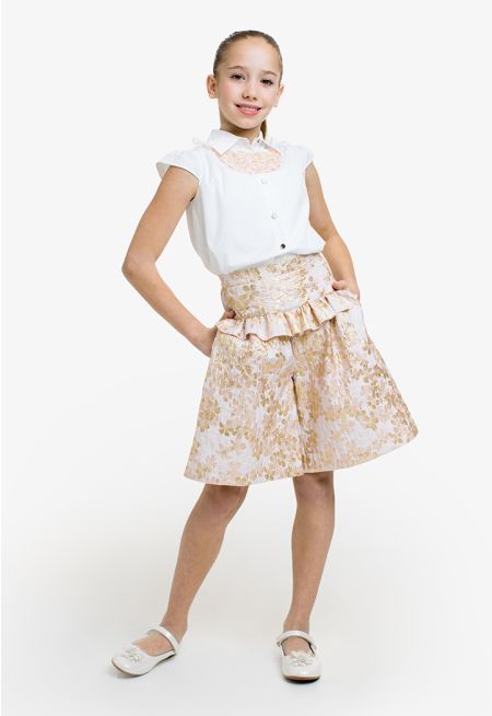 Solid Shirt and Cropped Shorts Set